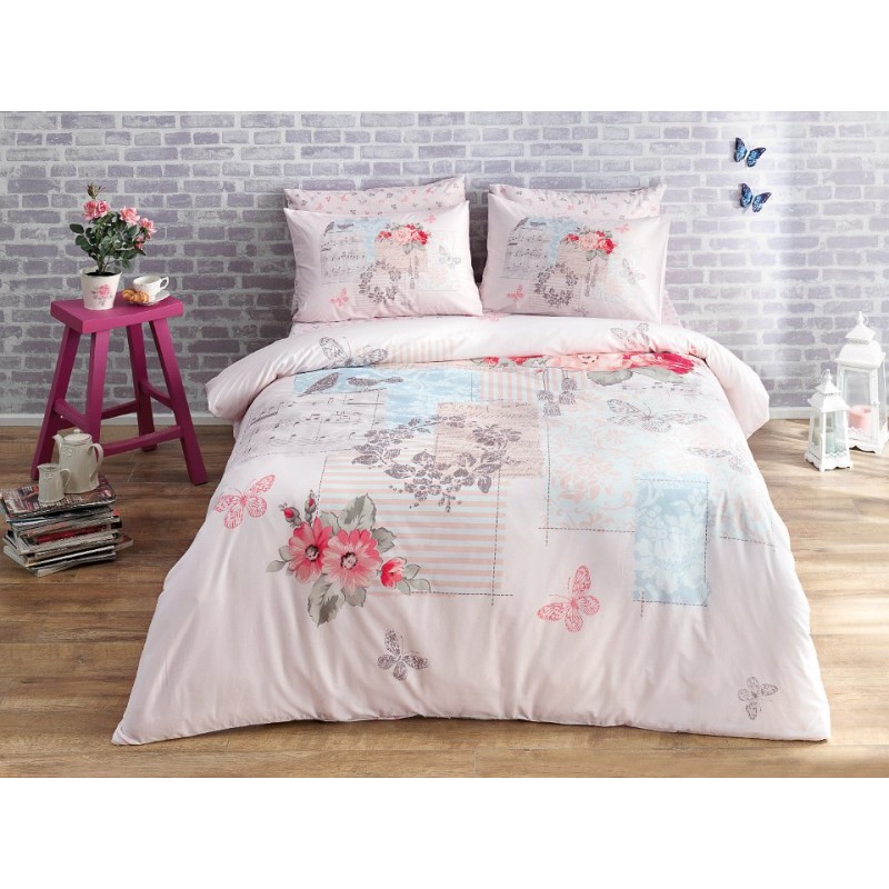 Постельное белье Tac ранфорс - Selena pembe v01 розовый евро