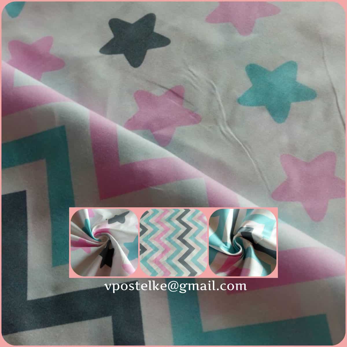 Постельное белье Vpostelke поплин Зиг-заг и звёзды 1.5-Спальный 150х220 см розовый