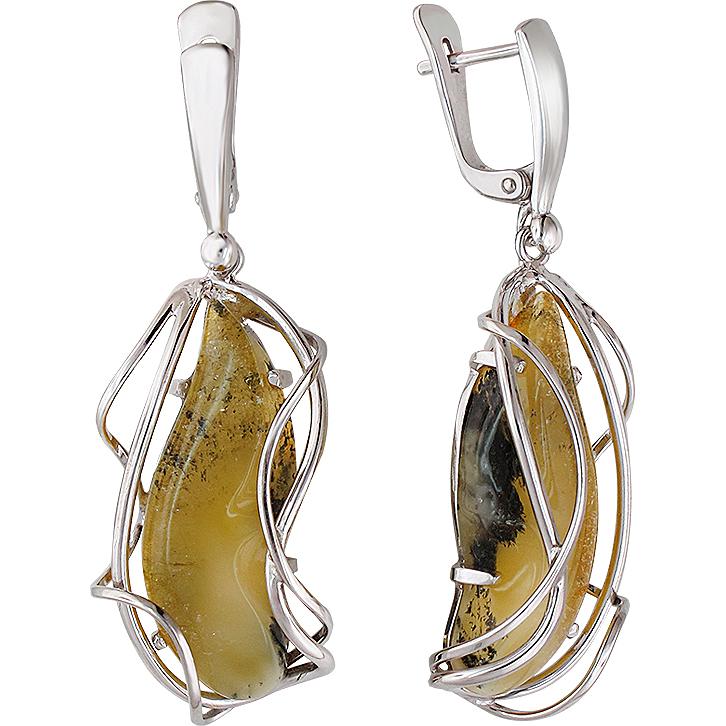 Серьги с янтарем из серебра (арт. 20791-839650)