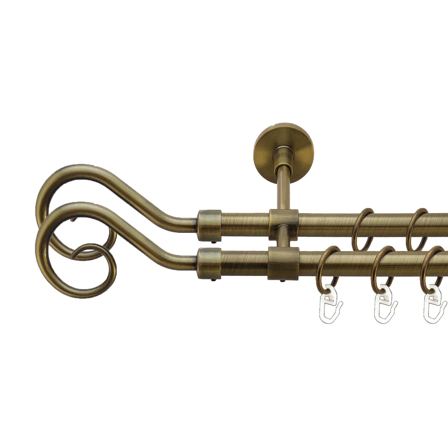 Карниз Orvit Гак 2 металевий дворядний закритий Антик 16 мм 200 см