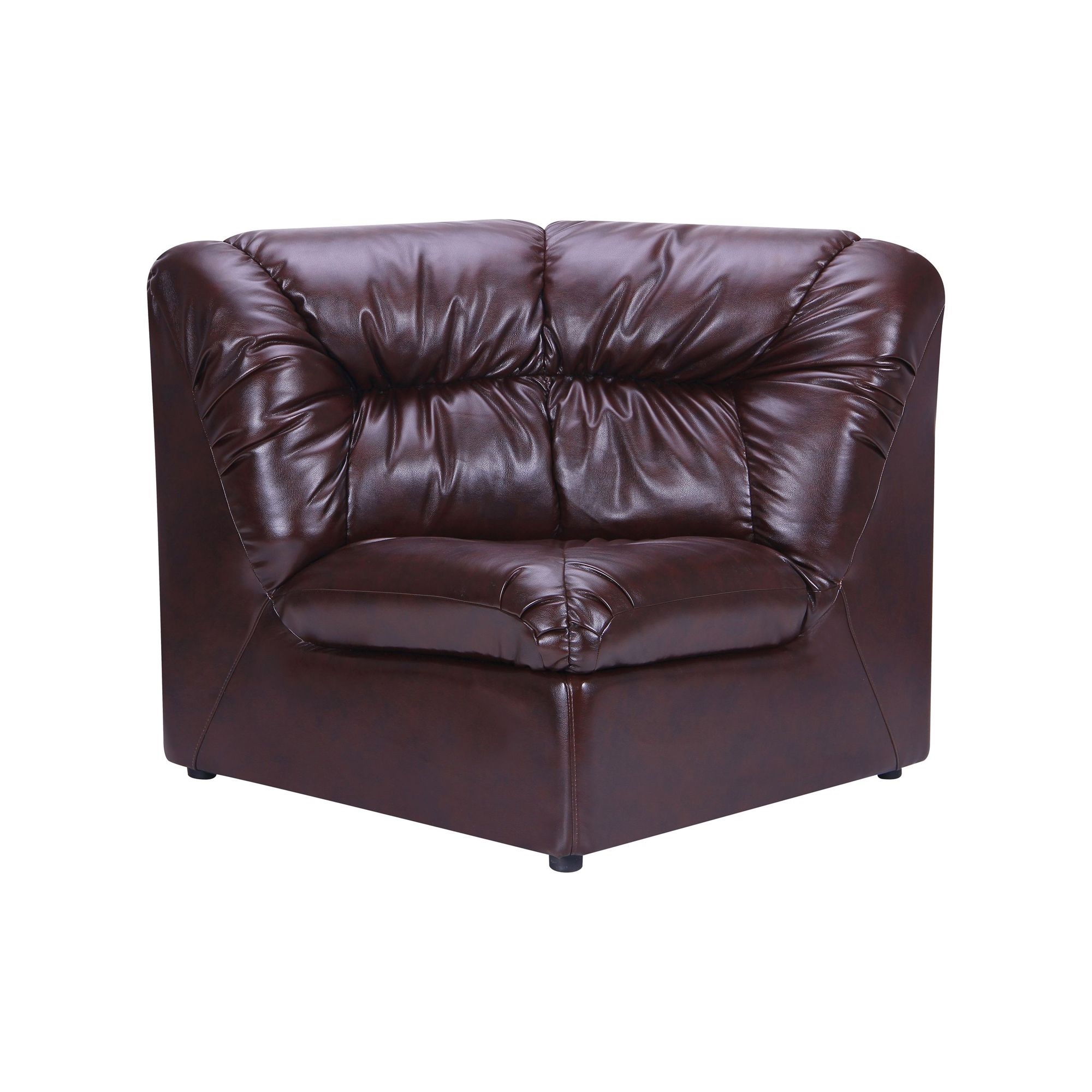 Диван угловой модуль в гостиную, в офис Визит кожзаменитель Мадрас дк браун темно-коричневый AMF