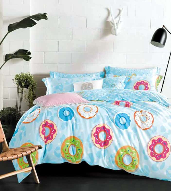 Постельное белье Vpostelke Пончики Евро 220х240 см сатин голубой