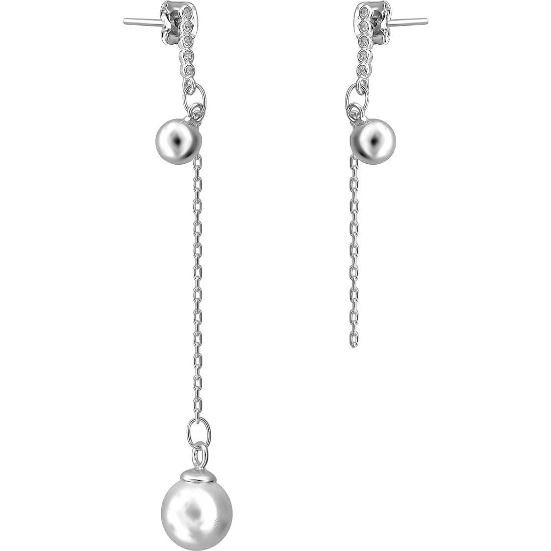 Серьги с жемчугом и фианитами из серебра (арт. 79731-829480)