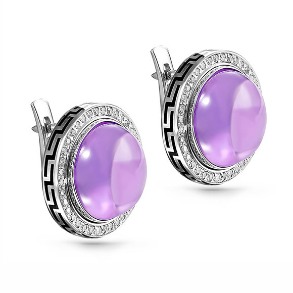 Серьги с аметистами и бриллиантами из белого золота (арт. 39282-2042972)