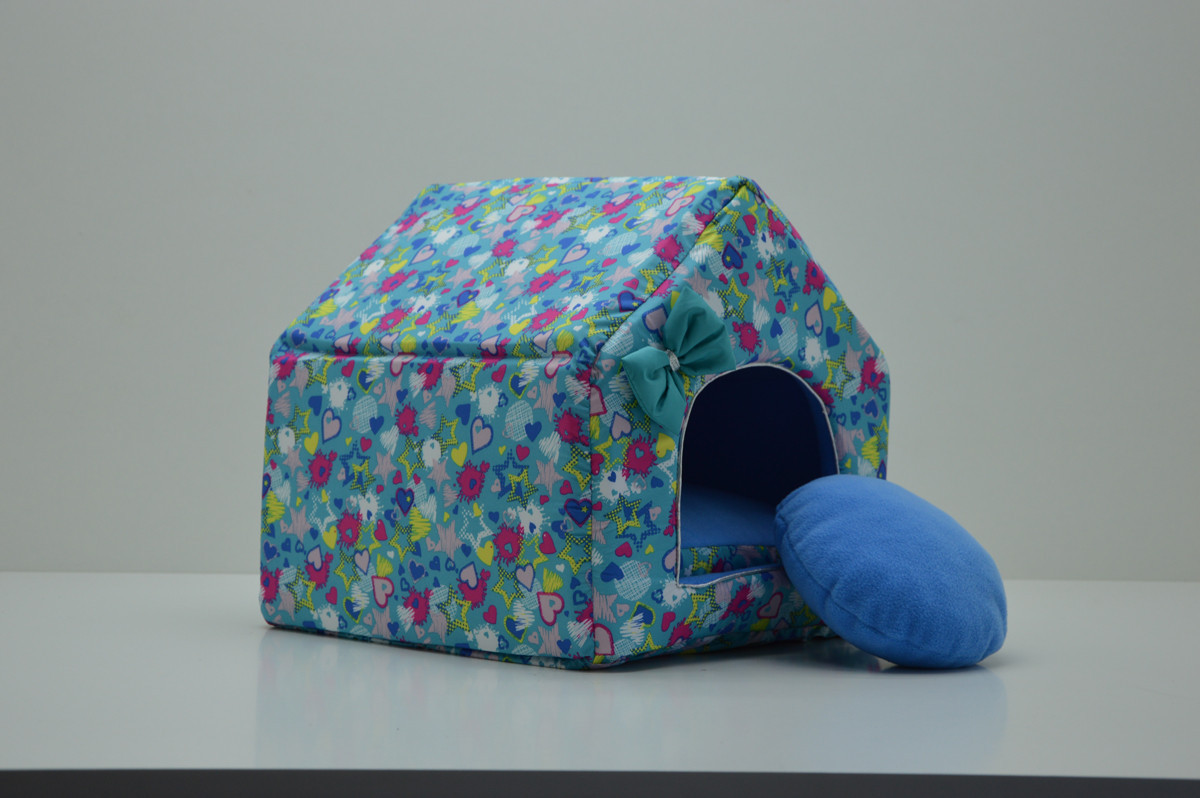 Домик для собак и кошек Звездочка бирюза Собаки, №3 385х480х430 Собственное производство (М551)