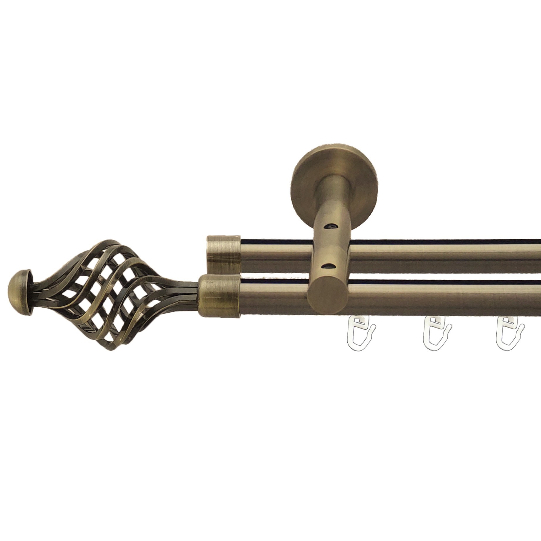 Карниз для штор Orvit Арезо металевий дворядний реверс профіль Антик 19\19 мм 200 см