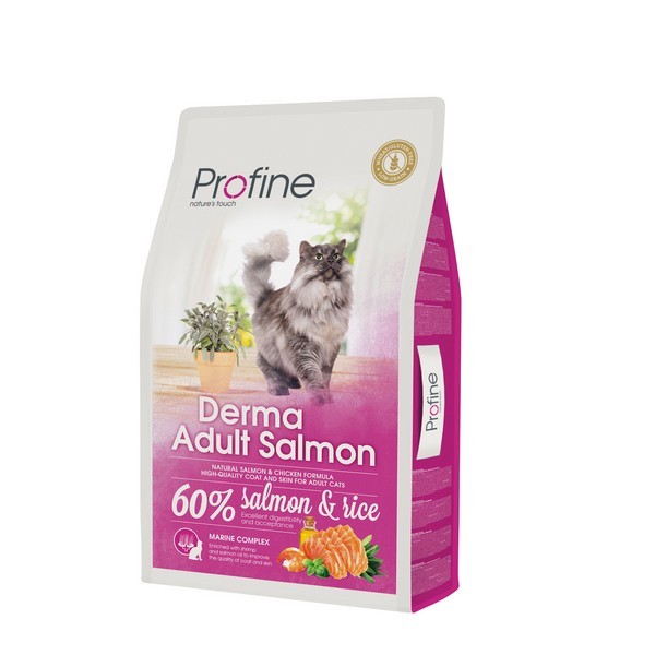 Сухой корм Profine Cat Derma корм для длинношерстных кошек с лососем и курицей 10 кг