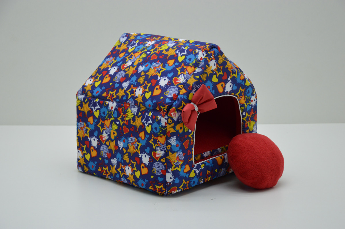 Домик для собак и котов Звездочка синий №3 385х480х430 Собственное производство (М551)