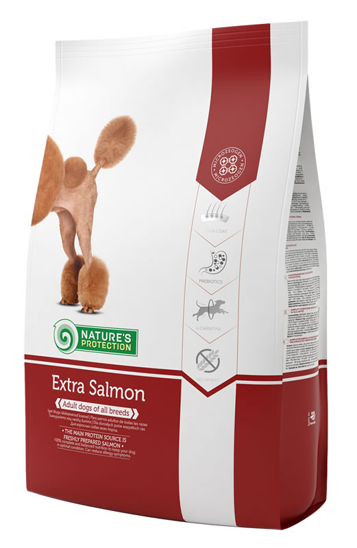 Сухой корм Nature‘s Protection Extra Salmon для взрослых собак всех пород с чувствительной пищеварительной системой, 18 кг