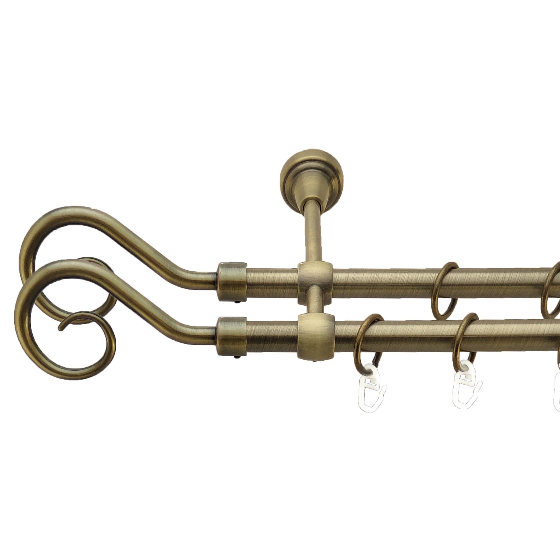 Карниз для штор Orvit Гак 2 металевий дворядний литий Антик 16 мм 240 см