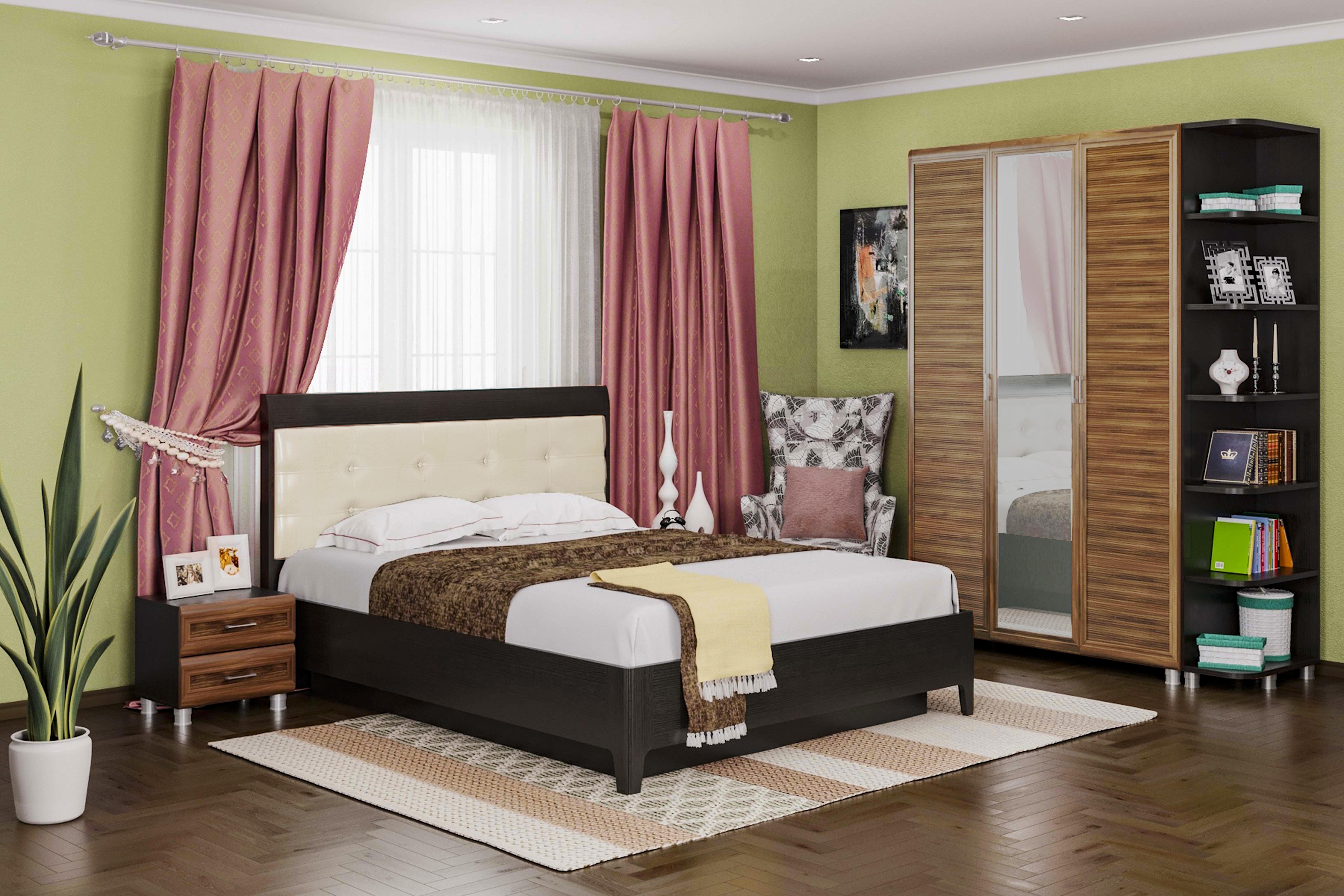 Спальня комплект Лером Мелисса из МДФ 160*200 см Корпус Дуб Венге, фасад Слива Валлис (ler-1424)