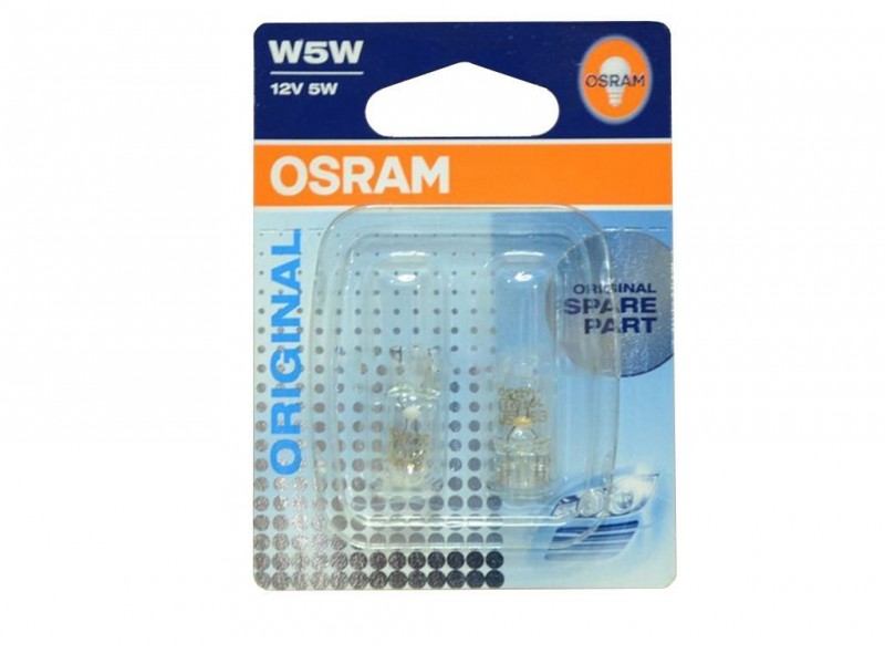 Лампа накаливания OSRAM W5W Original 12V 5W, 2шт.,2825-02B