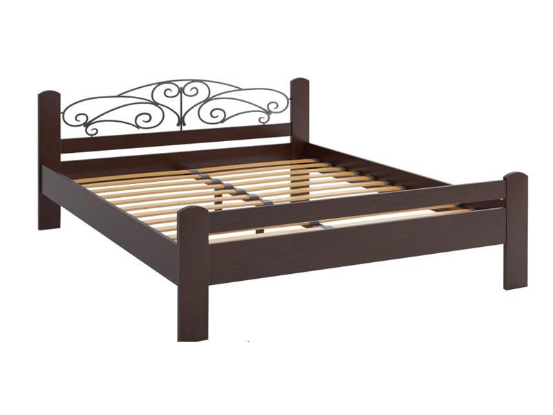 Кровать Camelia Амелия из массива бука 140х200 орех темный