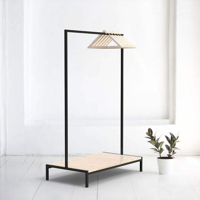 Напольная стойка вешалка для одежды М4 Дуб Молочный L 50х160х180 см (00025-5)