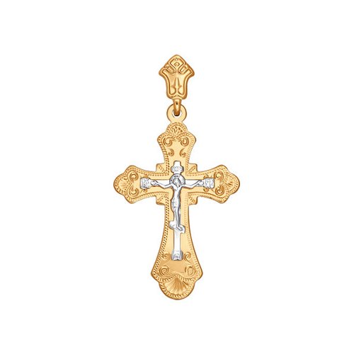 Крест SOKOLOV из комбинированного золота с гравировкой