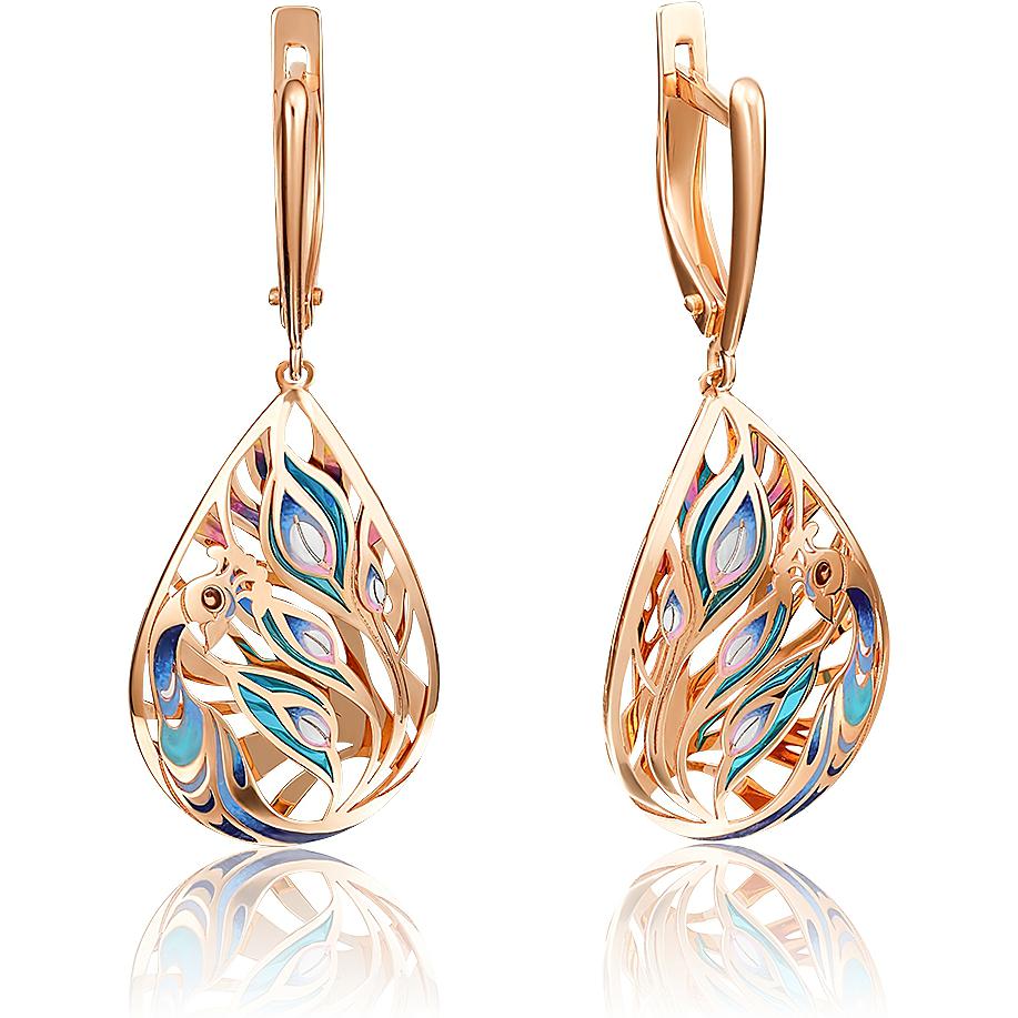 Серьги Павлины из красного золота (арт. 2210639)