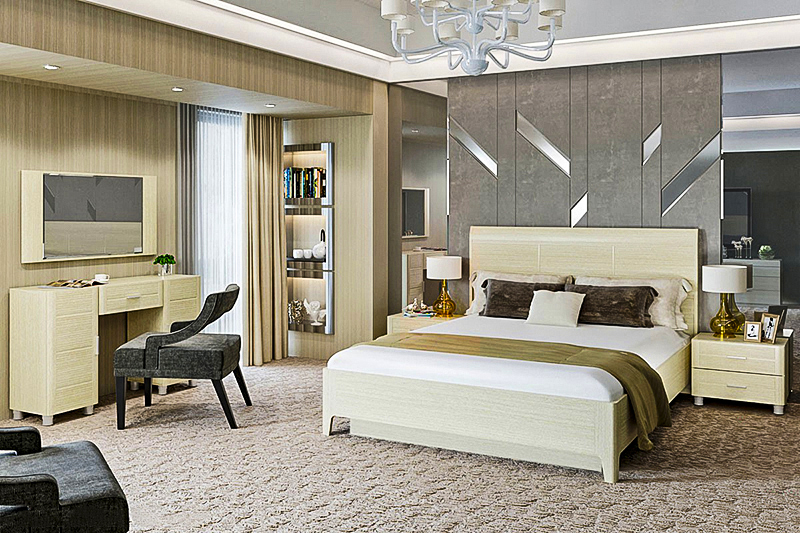 Спальня комплект Лером Камелия из МДФ 180*200 см Дуб Беленый (ler-1135)