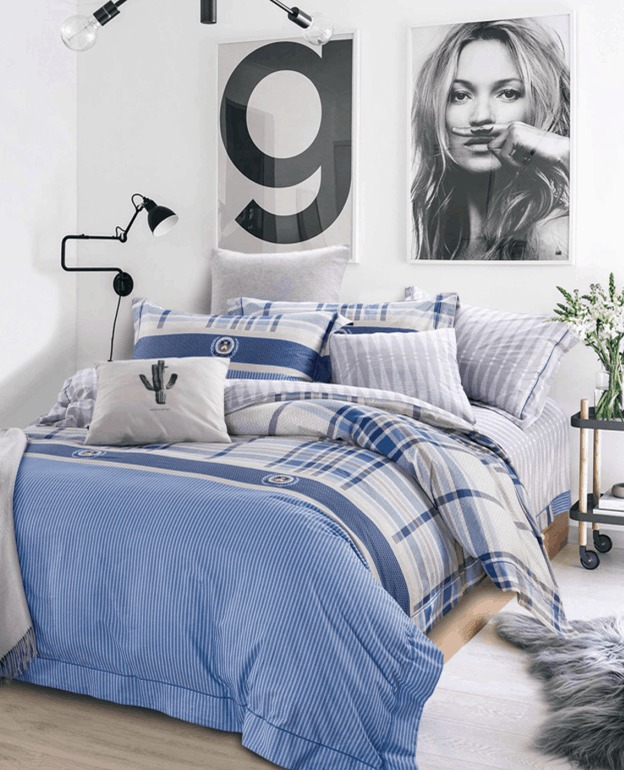 Постельное белье Vpostelke Максим 1-Спальный 150х220 см сатин синее