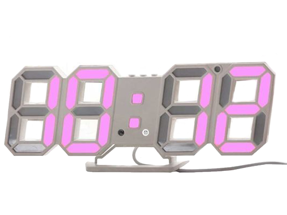 3Dчасы Digoo С будильником Светодиодные Белый корпус Розовый (1004-584-02)