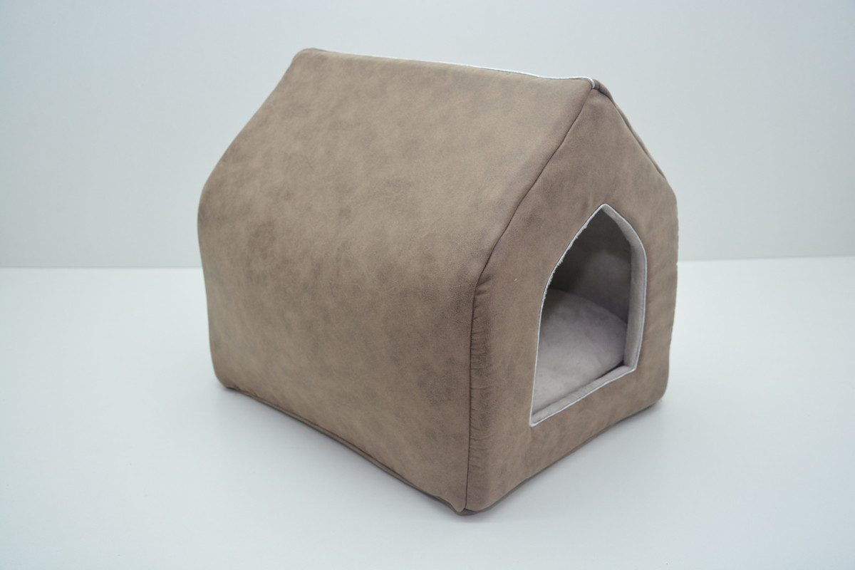 Домик для собак и кошек Замш коричневый №1 350х440х390, Будка Собственное производство (М15102)