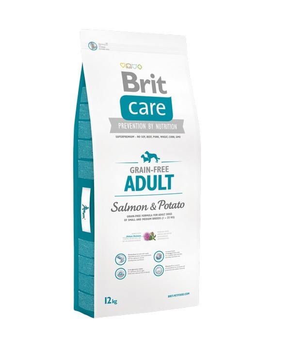 Сухой беззерновой гипоаллергенный корм Brit Care Grain Free Adult Salmon& Potato для взрослых собак с лососем и картофелем 12 кг