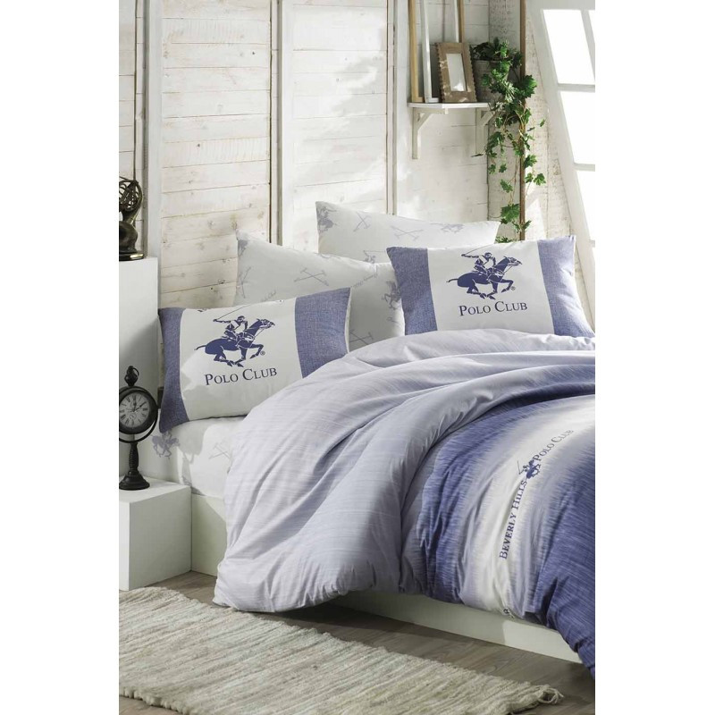 Постельное белье Beverly Hills Polo Club ранфорс - BHPC 030 Blue евро (8626)