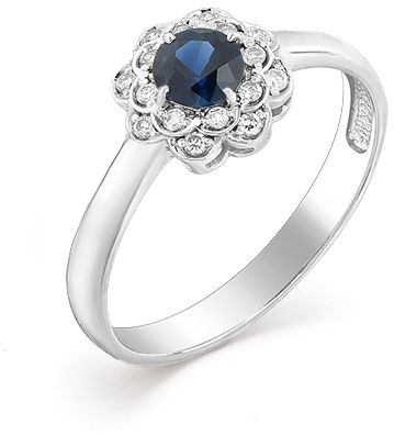 Кольцо Цветок с сапфиром и бриллиантами из белого золота (арт. 68268-2161888)