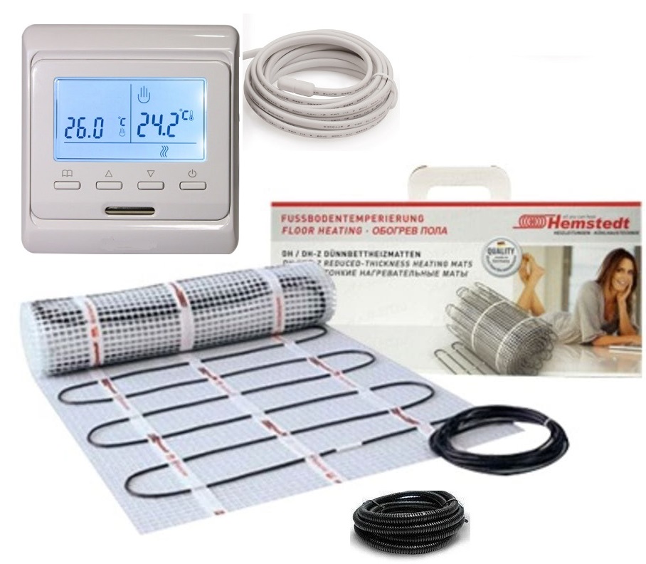 Теплый пол Hemstedt HEMSTEDT COMFORT DI SI H двухжильный мат 450 ВТ 3 м² в комплекте с программируемым терморегулятором