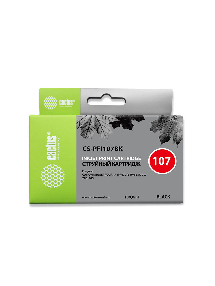 Картридж струйный Cactus CS-PFI107MBK черный матовый (130мл) для Canon IP iPF670/iPF680/iPF685/iPF77