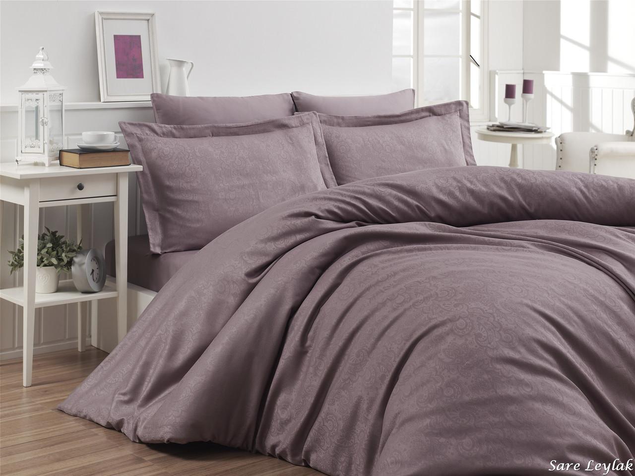 First ChoiceКомплект постельного Satin Jacquard Sare Leylak 200*220
