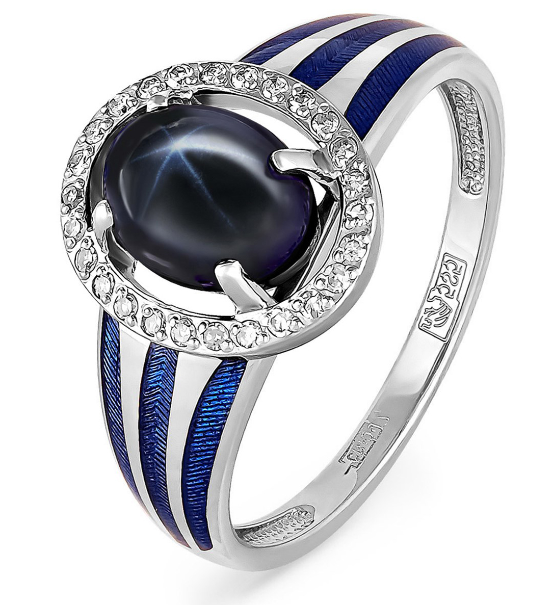 Кольцо с сапфиром и бриллиантами из белого золота (арт. 84187-2041695)