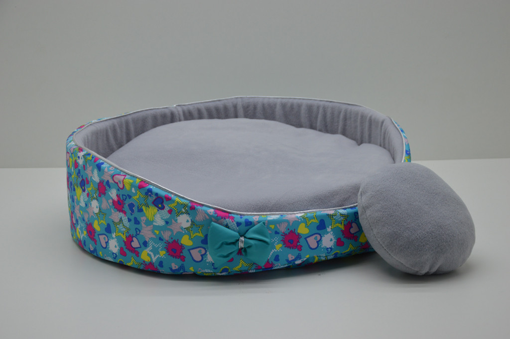 Лежак для котов и собак Звездочка бирюзовый №1 d-400 h-140 Собственное производство (М552-б)