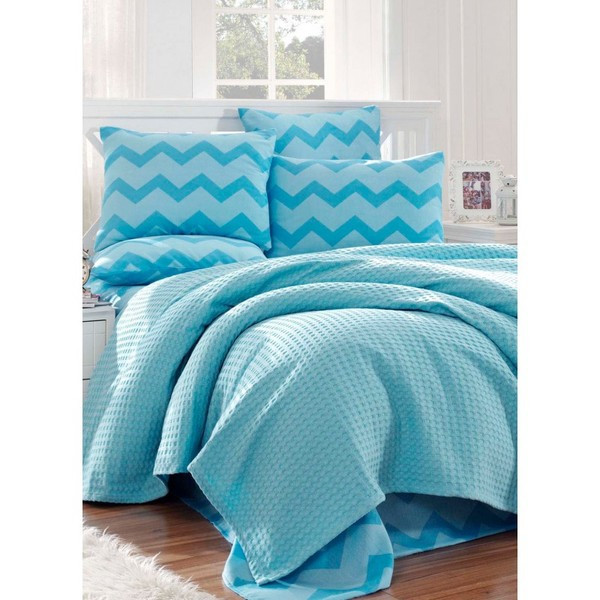Постельное белье Eponj Home Paint Pike - ZigZag mavi голубой евро