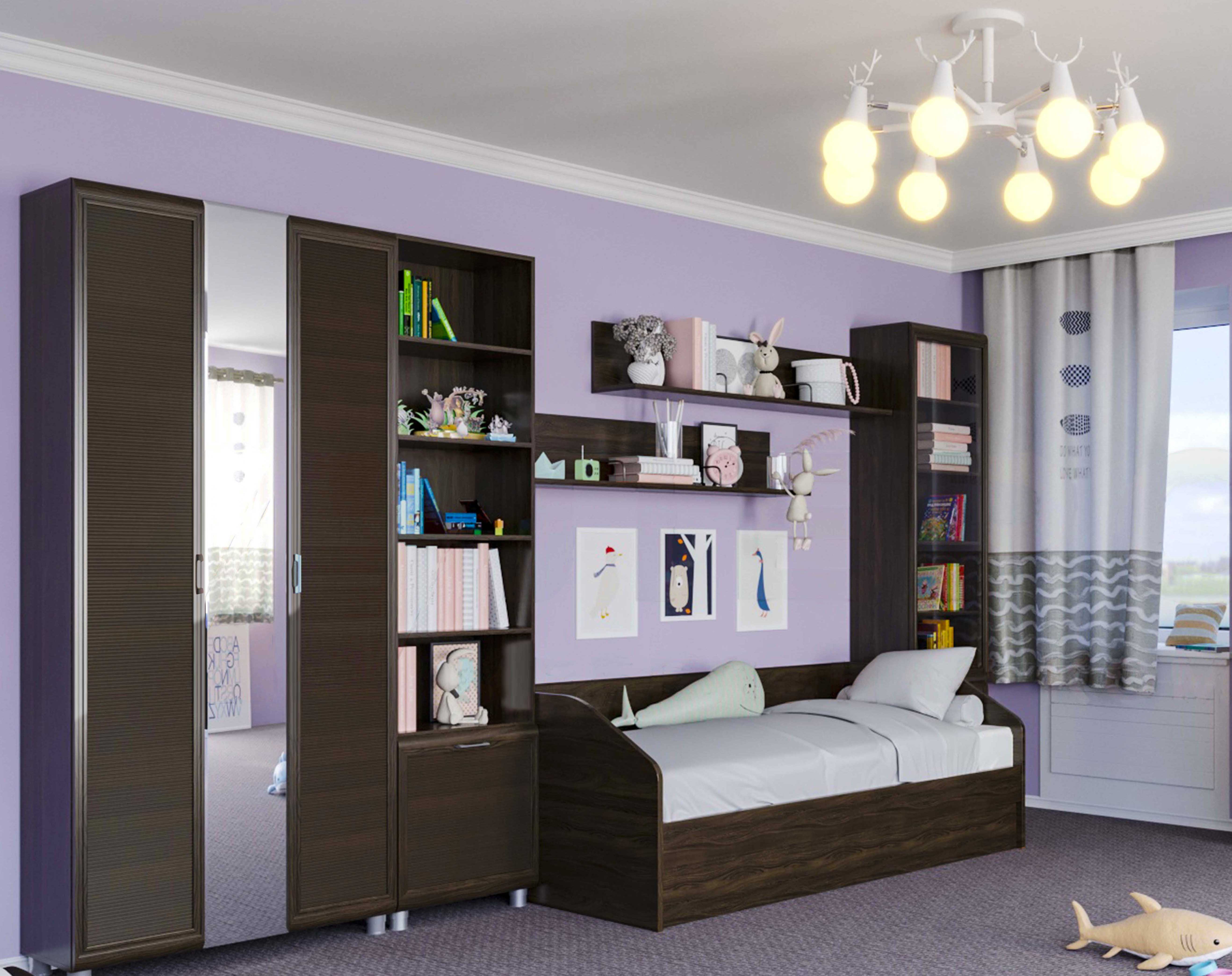 Детская мебель комплект Ксюша из МДФ 90*190 см Дуб Пасадена (ler-1589)