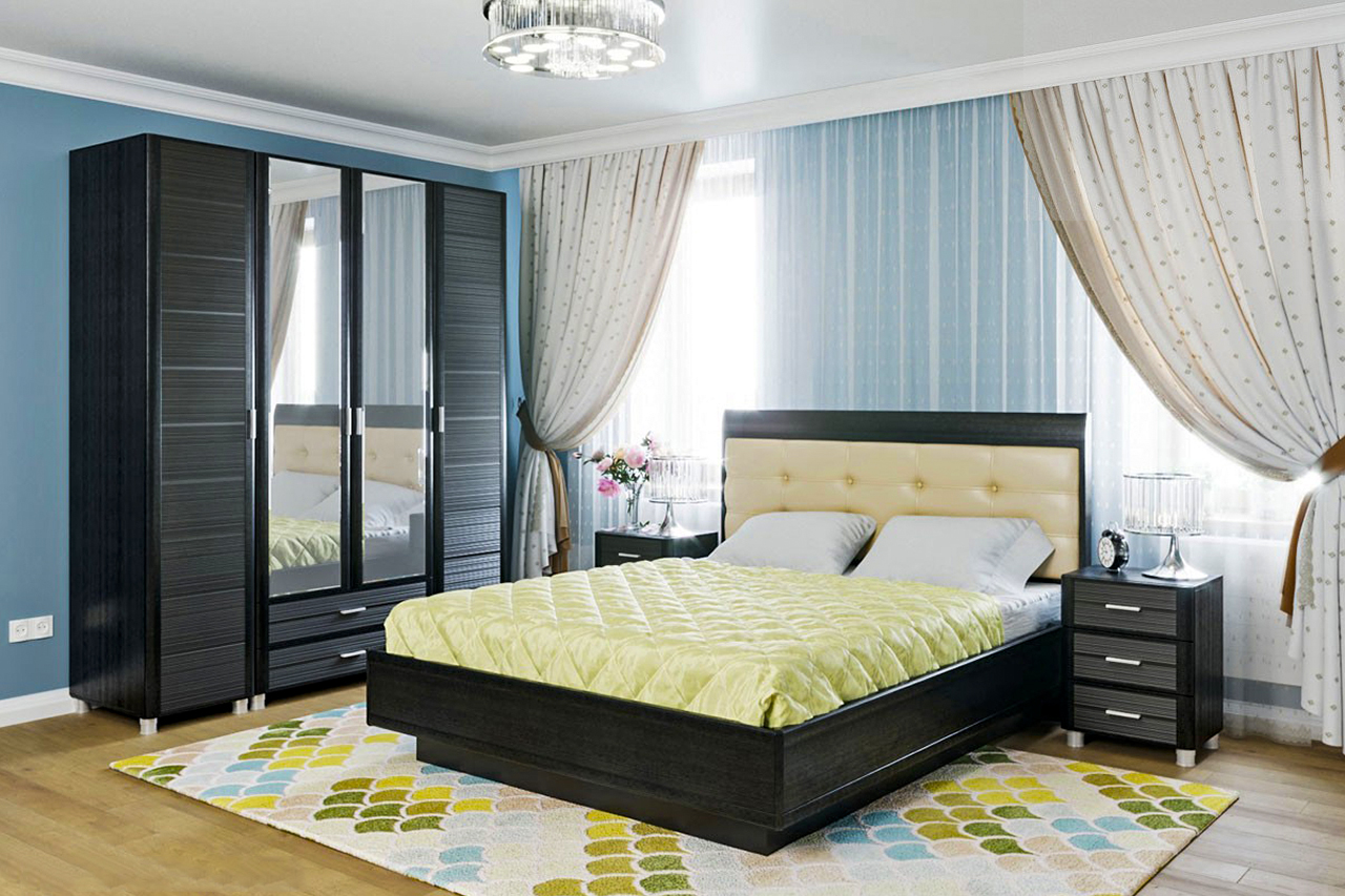 Спальня комплект Лером Камелия из МДФ 160*200 см Дуб Венге (ler-1109)