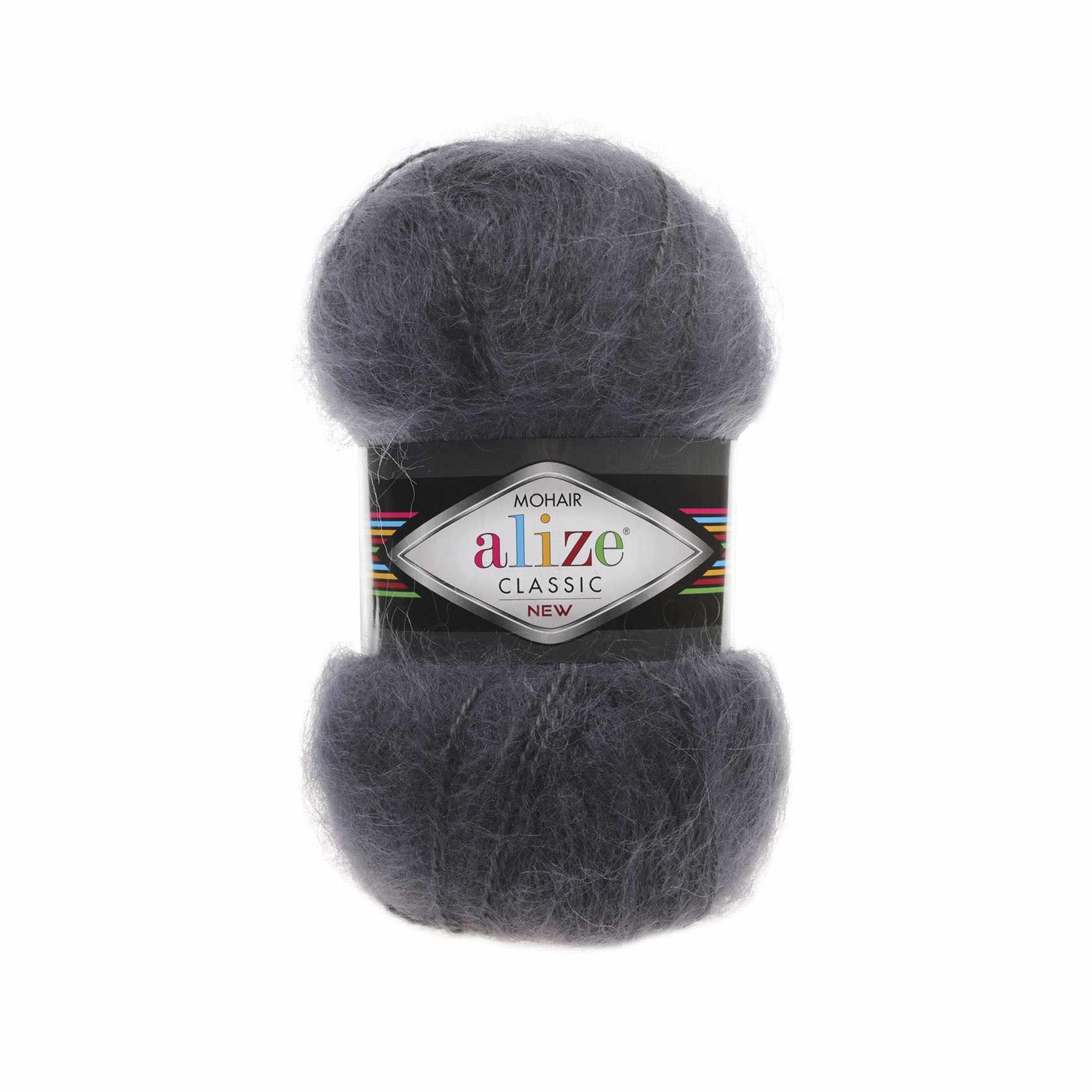 Пряжа Alize Mohair Classic New Цвет.53 Темно - серый