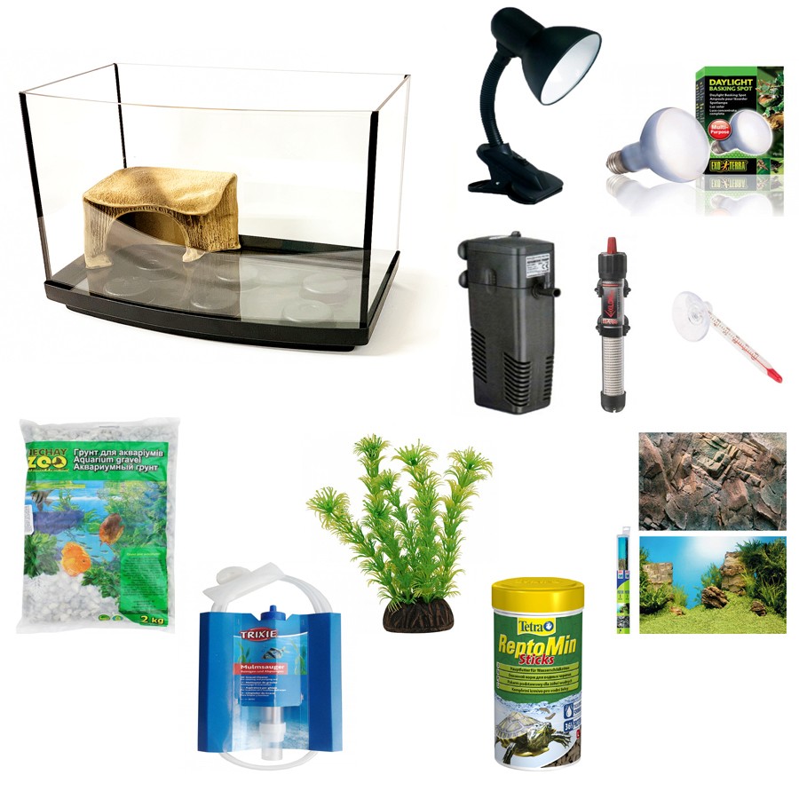 Аквариум для черепах набор Professional 60 л овал 500-300-400 мм, 4 мм