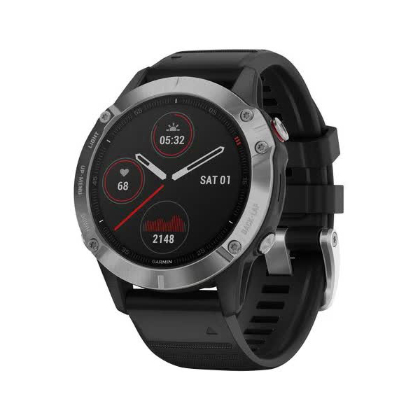 Умные часы Garmin Fenix 6 с GPS (серебристые с черным ремешком 010-02158-00)