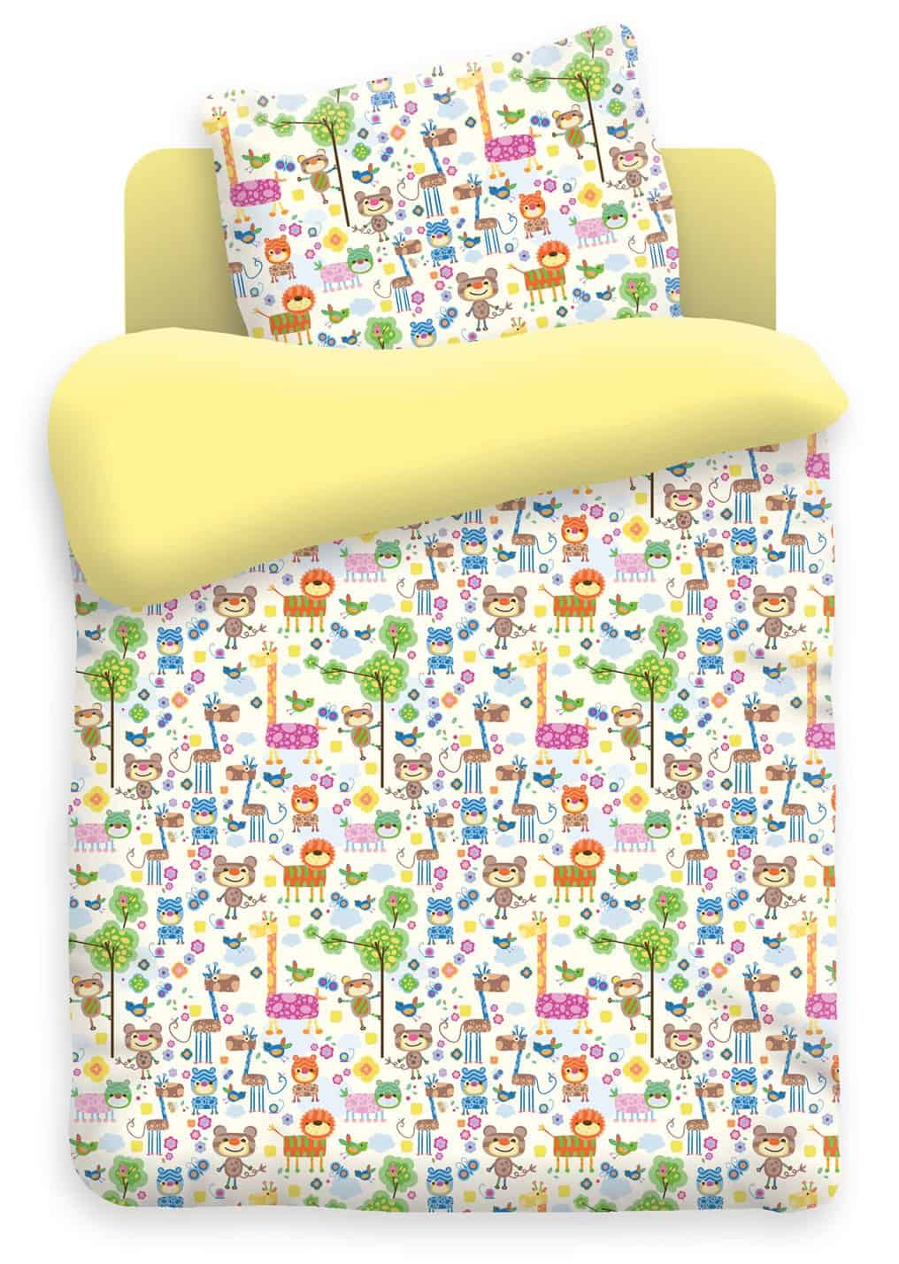 Постельное белье Vpostelke поплин Экватор львы тигры и жирафы 1.5-Спальный 150х220 см белое