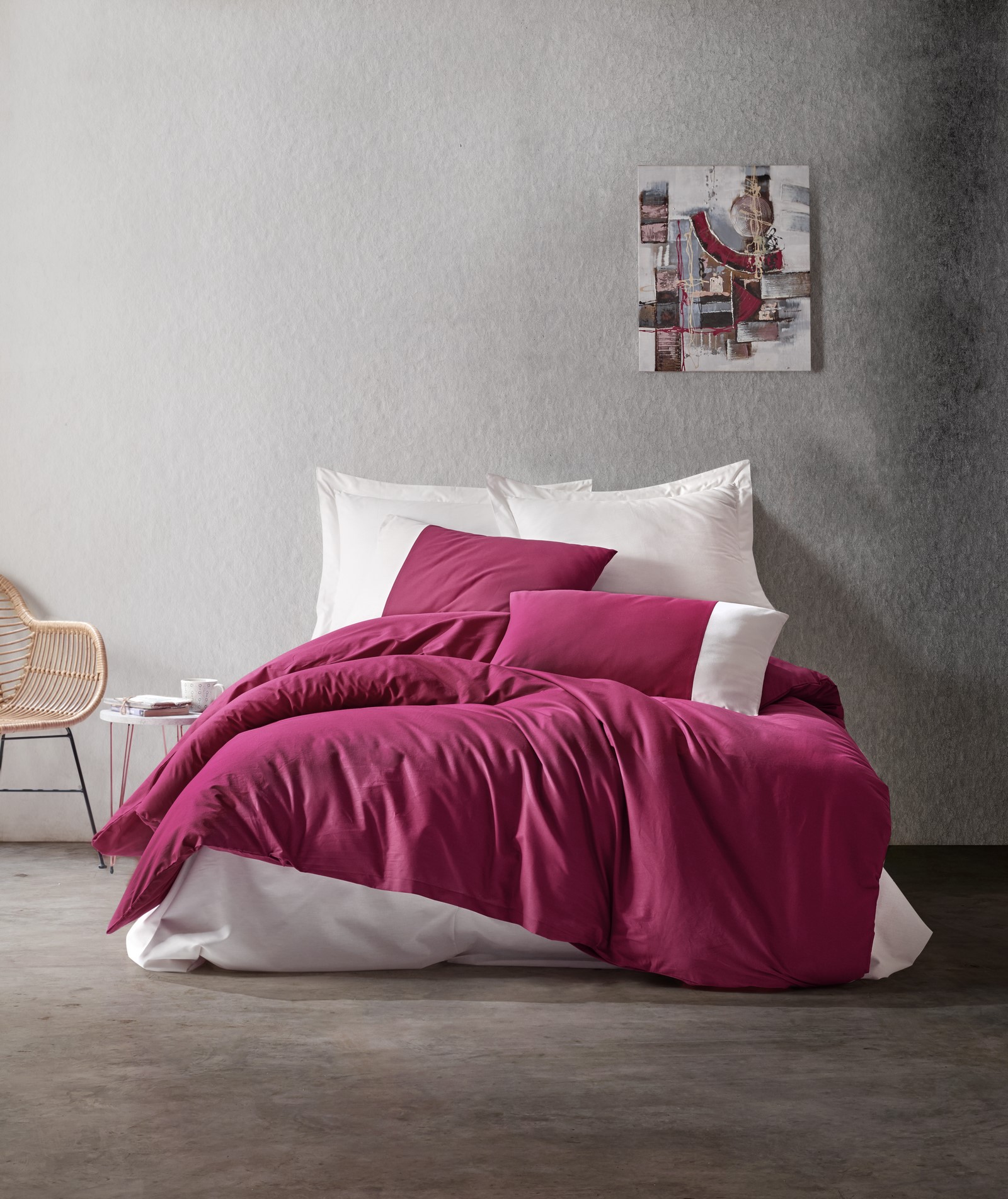 Комплект постельного белья Cotton Box Plain Bordo Krem 200х220
