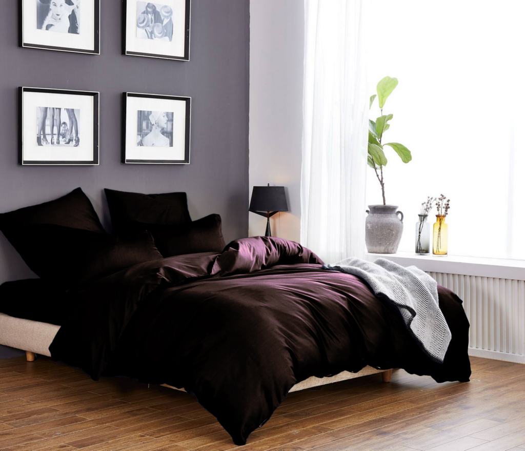 Постельное белье Vpostelke сатин Однотонное 1-Спальный 150х220 см коричневый