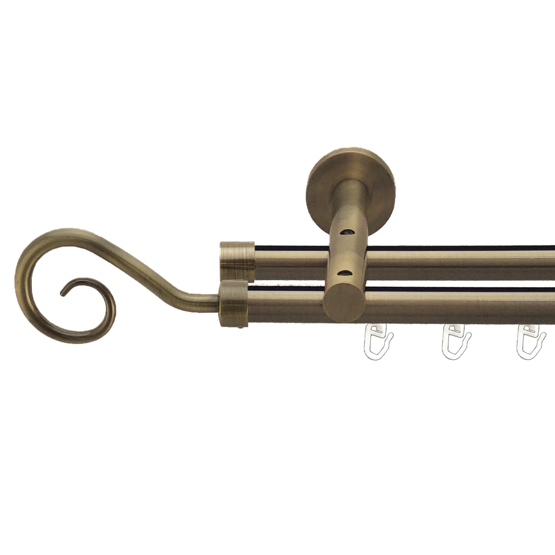 Карниз для штор Orvit Гак металевий дворядний реверс профіль Антик 19\19 мм 300 см