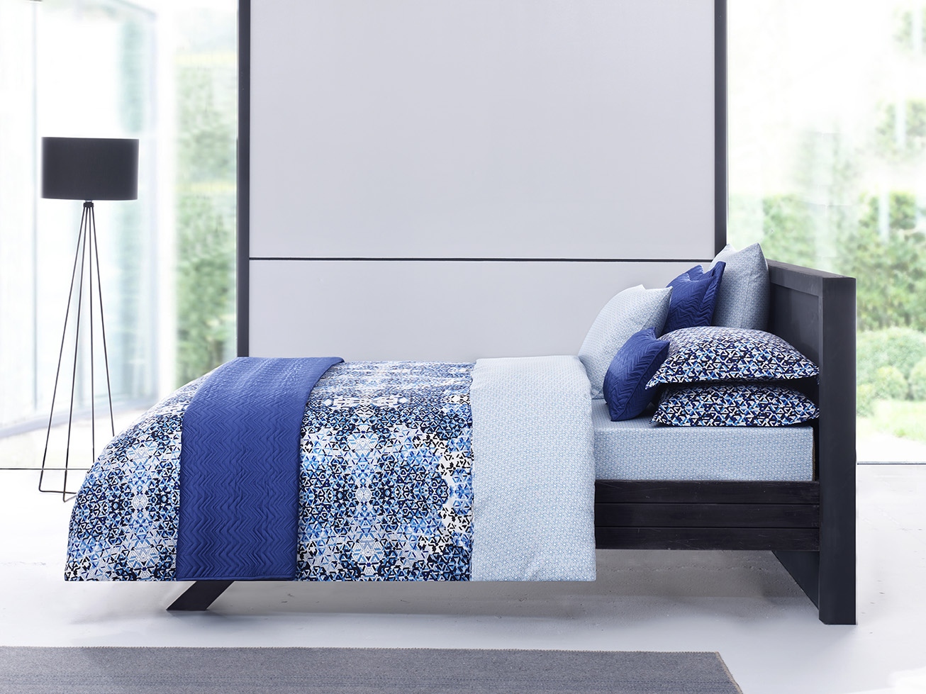 Комплект постельного белья Tac сатин Metropol Dream V02 lacivert евро синий