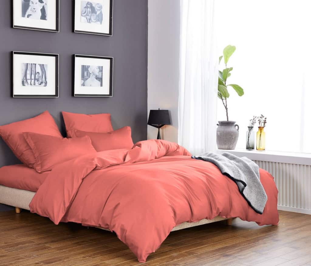 Постельное белье Vpostelke сатин Лосось 2-Спальный 200х220 см