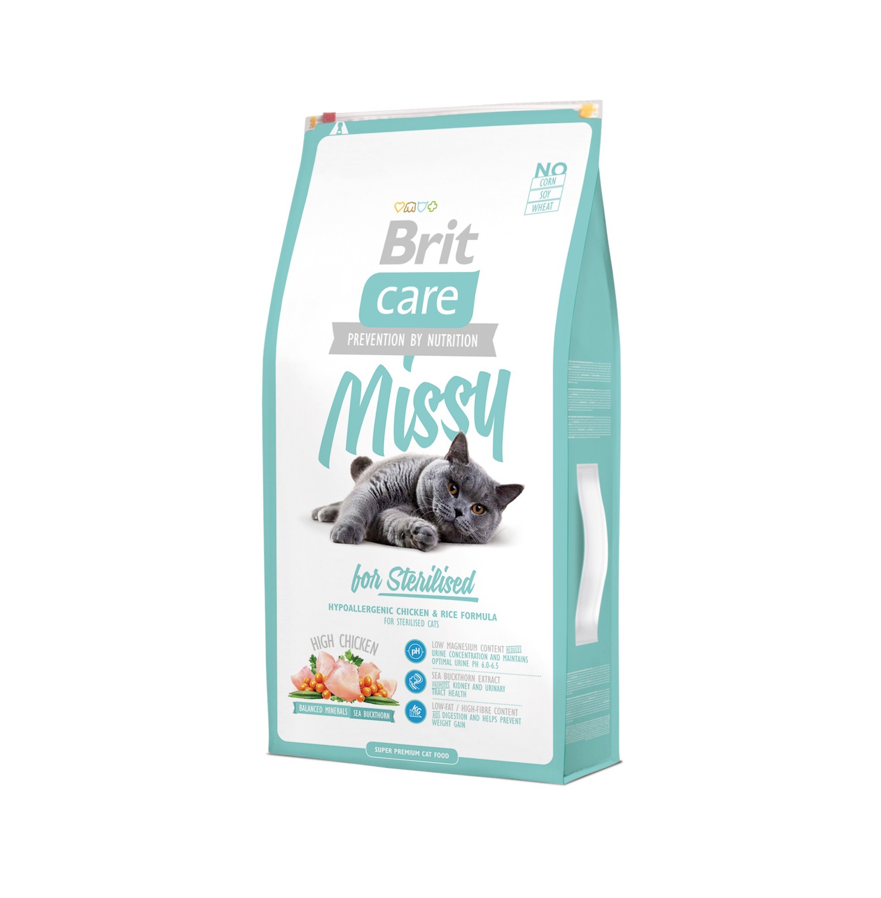 Сухой гипоаллергенный корм Brit Care Cat Missy for Sterilised для стерилизованных кошек с мясом курицы и рисом 7 кг