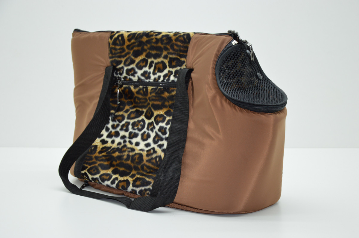 Сумка переноска котов и собак Леопард коричневая №0 225х325х270 Собственное производство (М445)