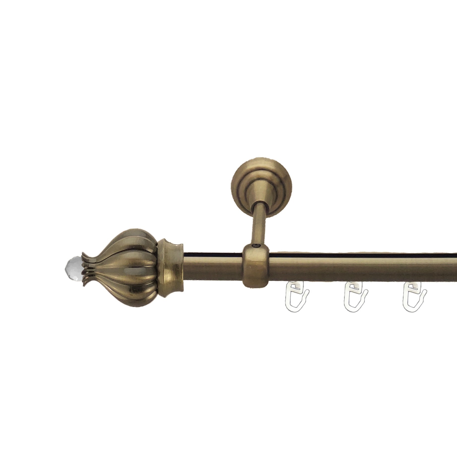 Карниз для штор Orvit Таджа-кристал металевий однорядний відкритий профіль Антик 19 мм 300 см