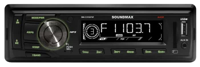 Автомагнитола Soundmax SM-CCR3076F 1DIN 4x45Вт