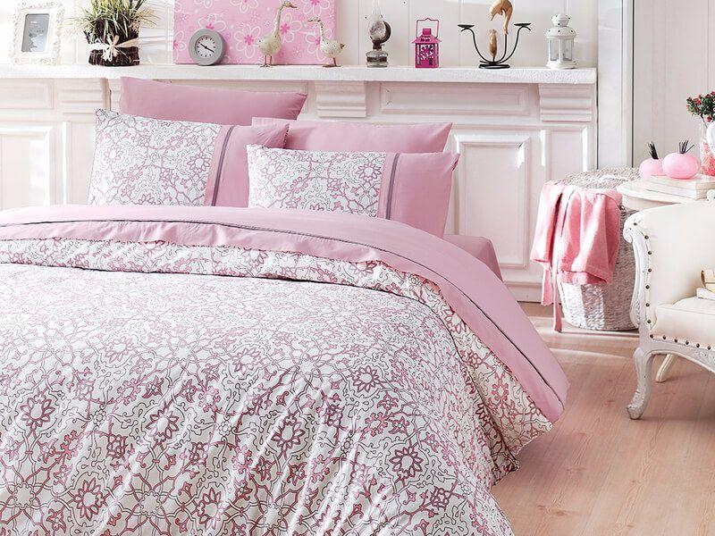 Комплект постельного белья First Choice Ranforce Deluxe евро Bearriz Pudra