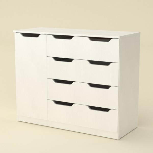 Комод для вещей Компанит 4+1М Белый